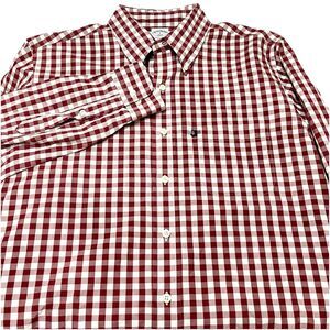 Brooks Brothers 346 Slim Fit Red Gingham Check Long Sleeve Shirt Size Large